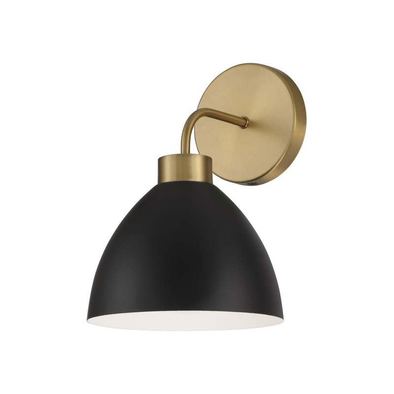 Ross 1-Light Wall Sconce in Aged Brass and Black