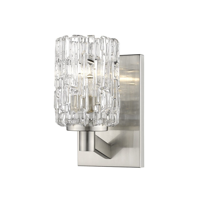 Aubrey 1-Light Wall Sconce in Brushed Nickel with Clear Glass Shade