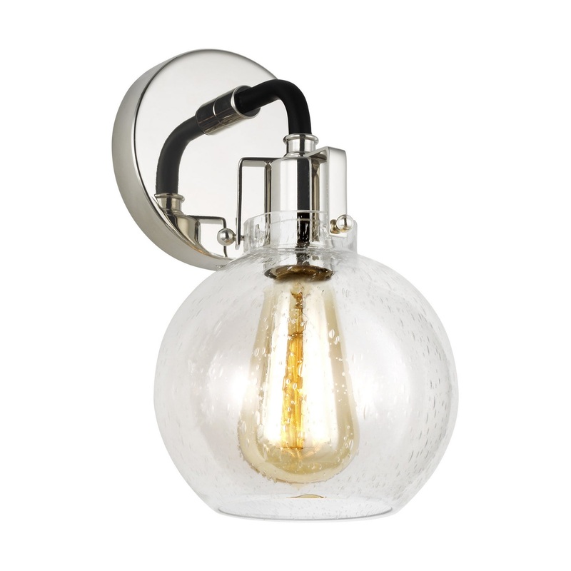 Clara Bath Sconce in Polished Nickel/Textured Black
