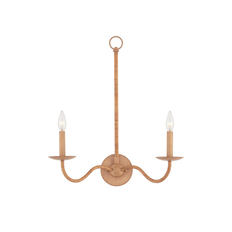 2-Light Wall Sconce in Saddle Tan & Natural