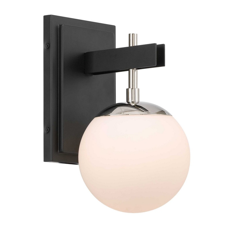 Allie 1-Light Bath in Black & Polished Nickel