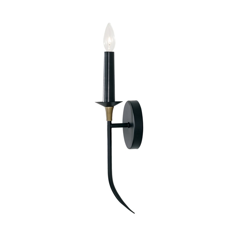 Amara 1-Light Wall Sconce in Matte Black with Brass