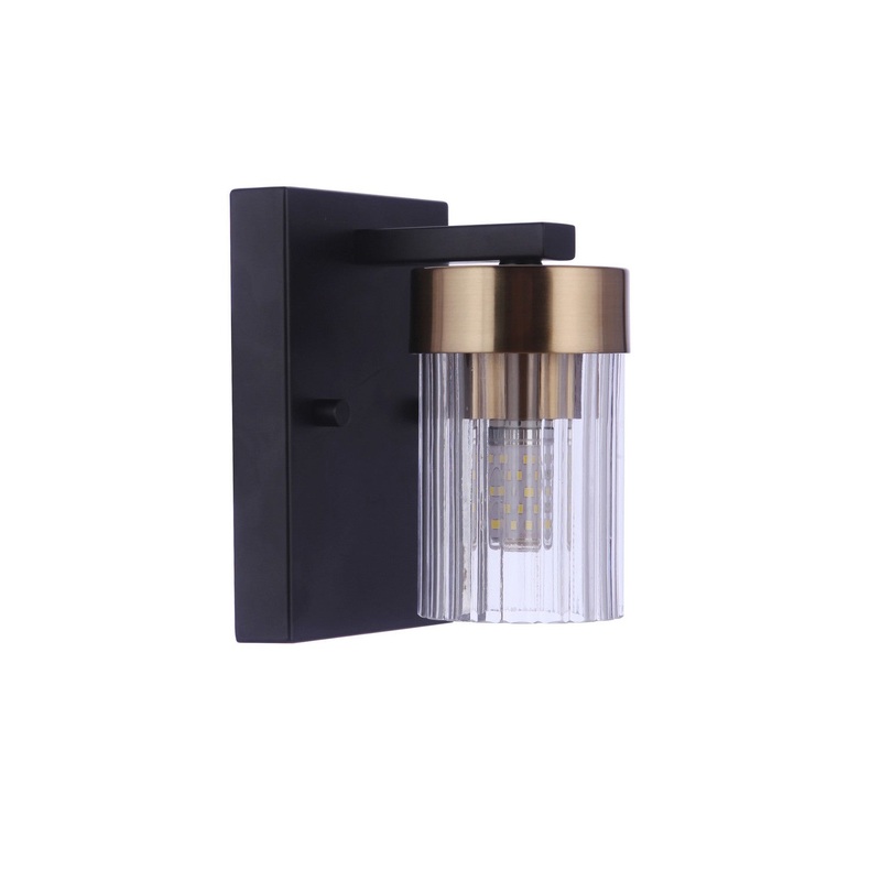 Bond Street 1-Light Wall Sconce in Flat Black & Satin Brass