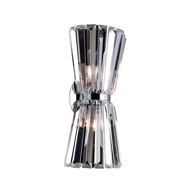 Art Deco Armanno 2-Light Wall Sconce in Chrome with Firenze Clear Crystals