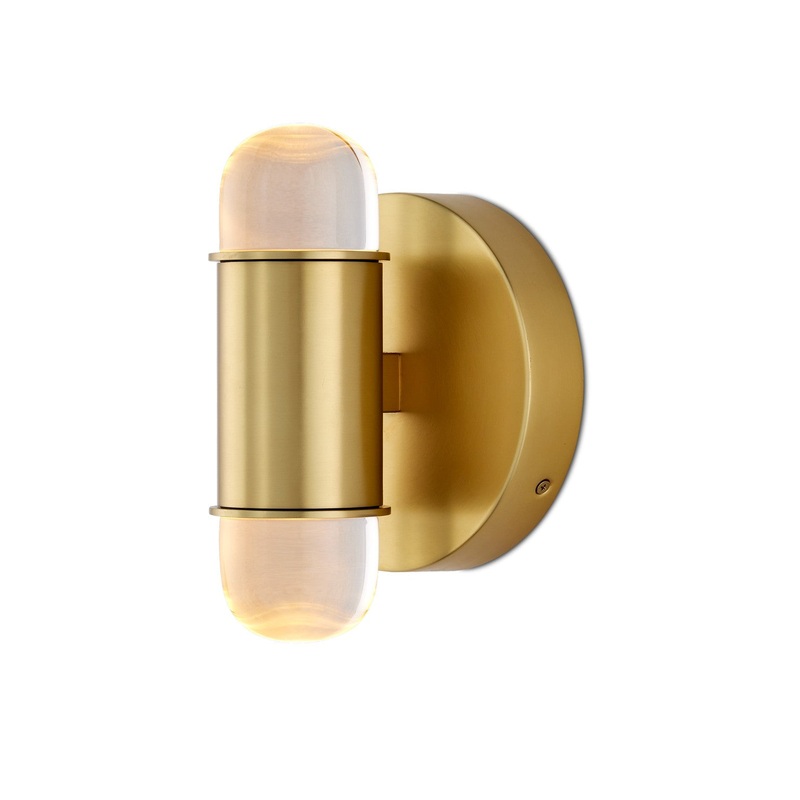 Capsule LED Wall Sconce in Brushed Brass & Clear