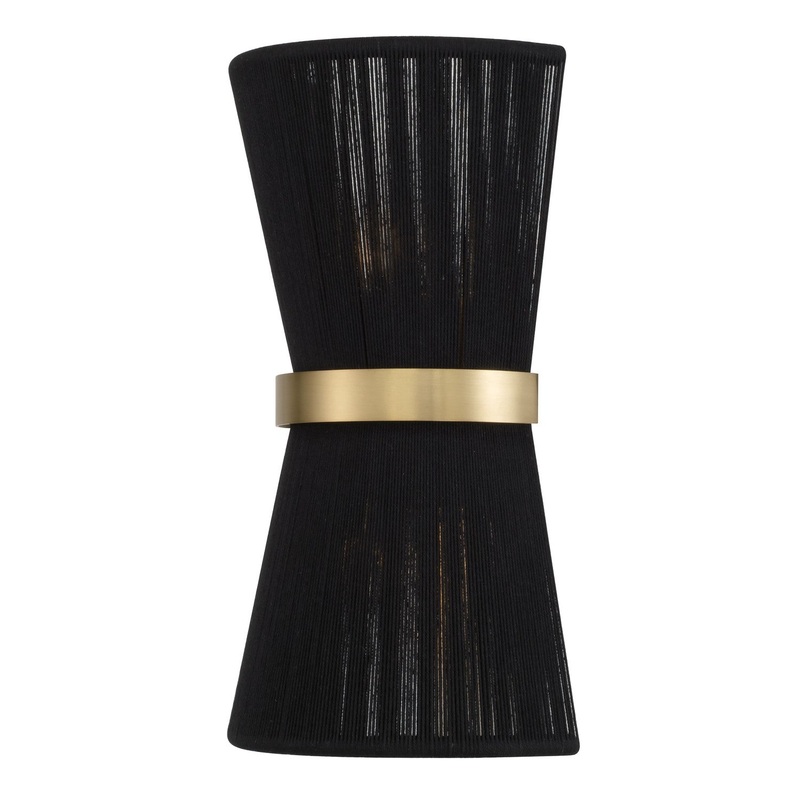 Cecilia 2-Light Wall Sconce in Black Rope and Patinaed Brass