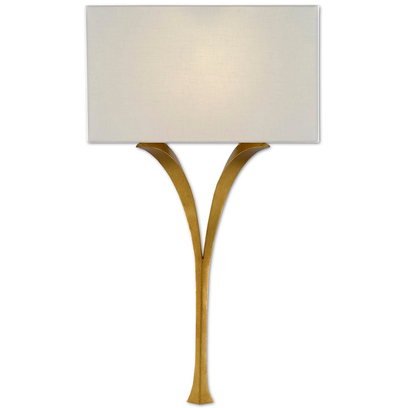 Choisy 1-Light Wall Sconce in Antique Gold Leaf with White Linen Shade