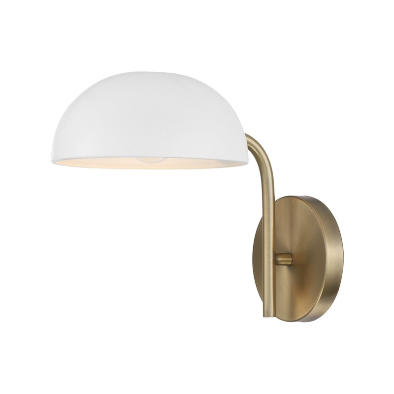 Reece 1-Light Wall Sconce in Aged Brass and White