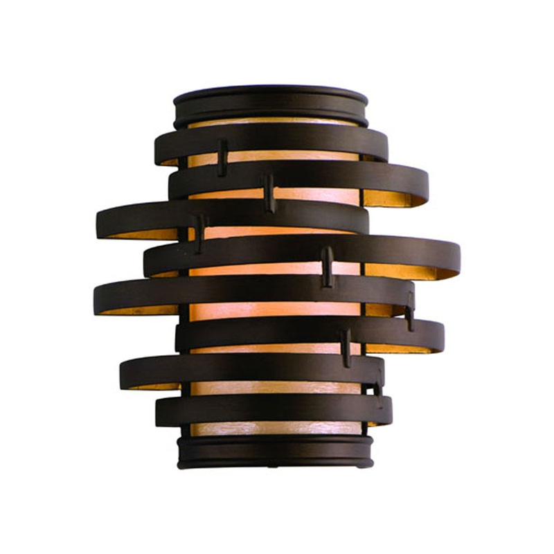 Vertigo 1-Light Wall Sconce in Bronze & Gold Leaf with Caramel Ice Glass