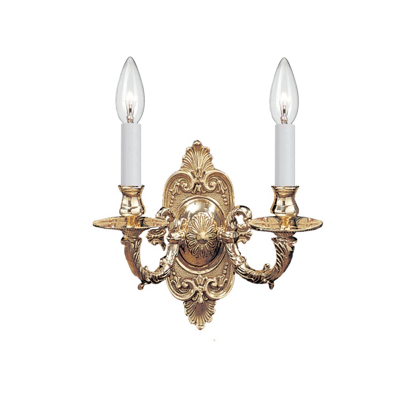 Cast Brass Wall Mount 2-Light Wall Mount in Polished Brass