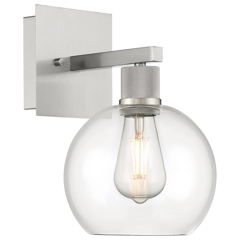 Port Nine Burgundy LED Wall Sconce in Brushed Steel