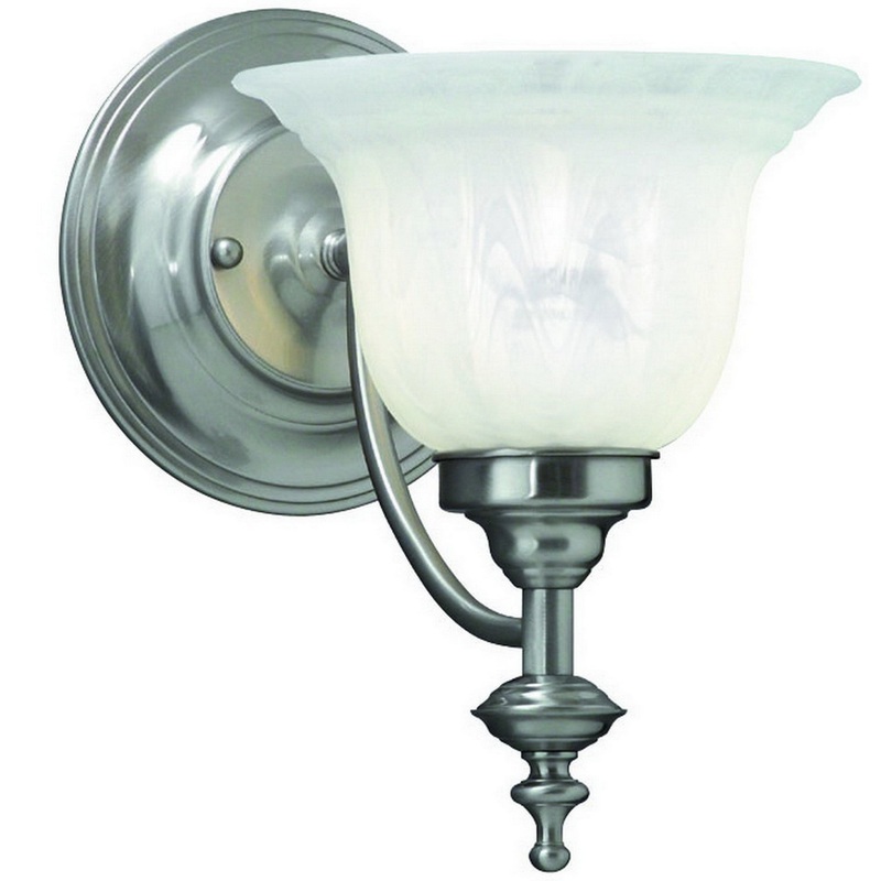 Richland Wall Sconce in Satin Nickel with Alabaster Glass