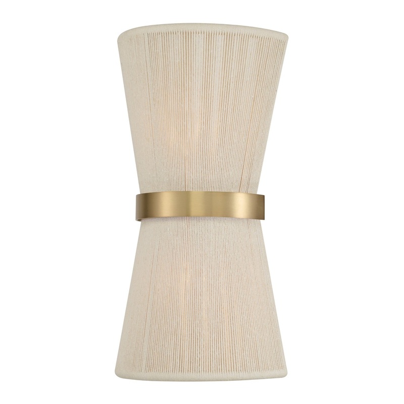 Cecilia 2-Light Wall Sconce in Bleached Natural Rope and Patinaed Brass