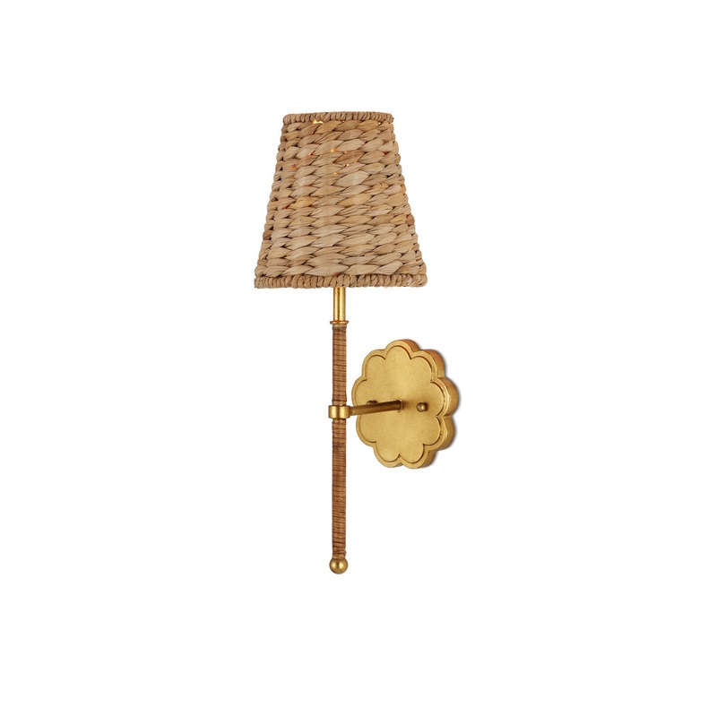 Savoie LED Wall Sconce in Contemporary Gold Leaf & Natural