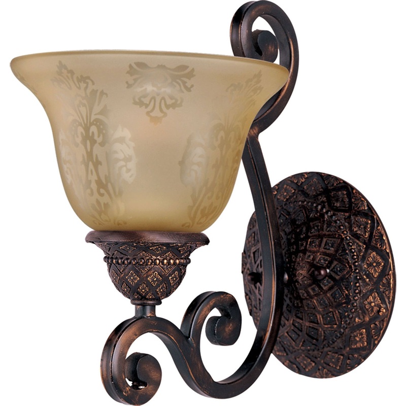 Symphony 1-Light Wall Sconce in Oil Rubbed Bronze with Screen Amber Glass/Shade