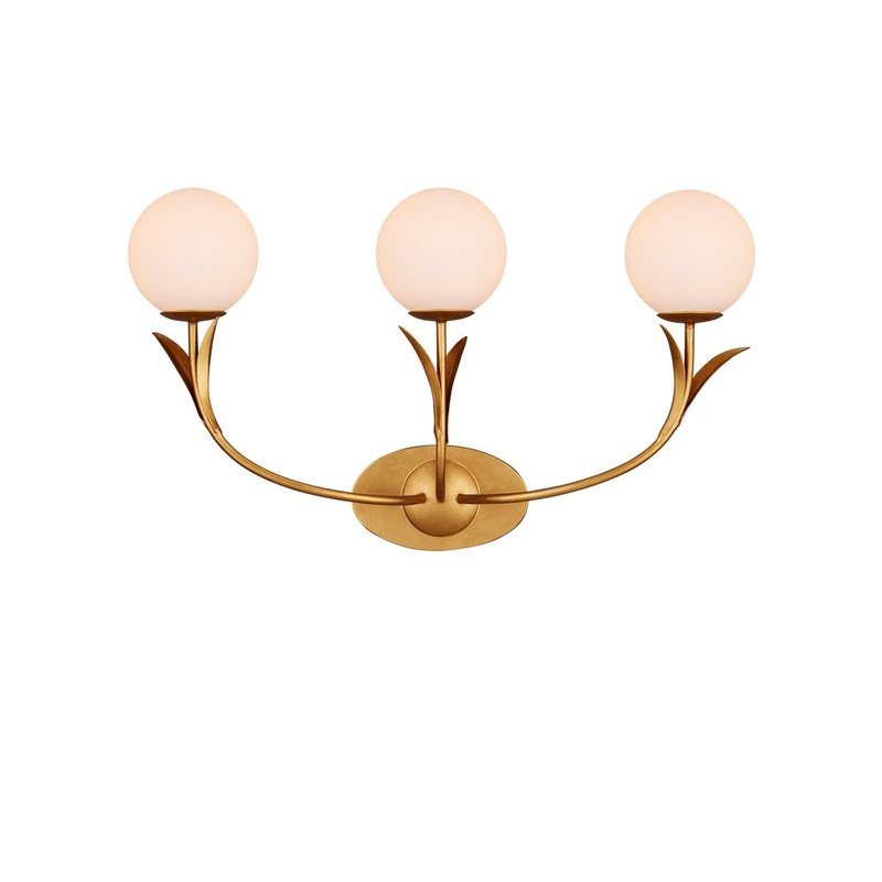 3-Light Wall Sconce in Contemporary Gold Leaf & Sugar White & Frosted White