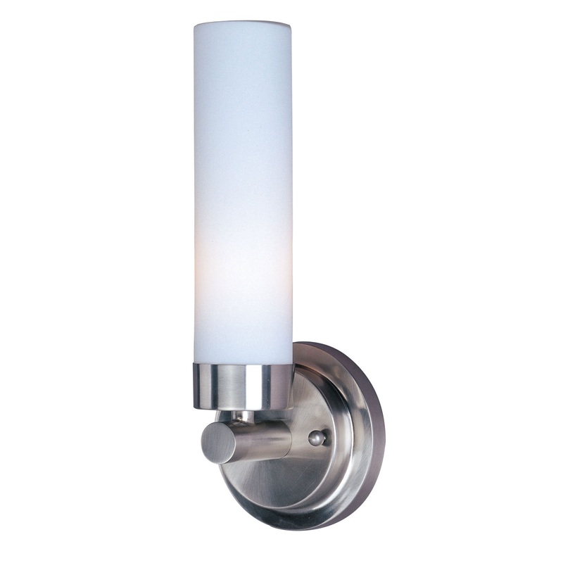 Cilandro 1-Light Wall Sconce in Satin Nickel with White Glass