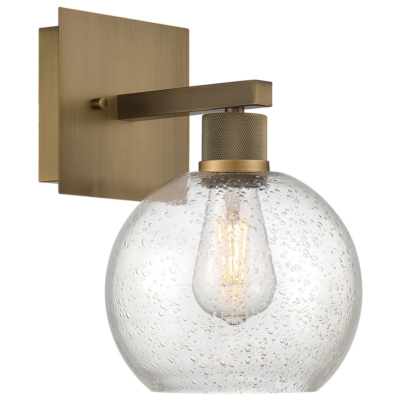 Port Nine Burgundy LED Wall Sconce in Antique Brushed Brass