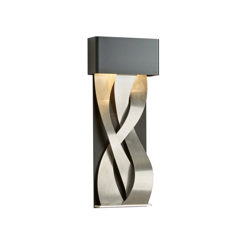Tress Small LED Sconce in Black with Vintage Platinum Accent