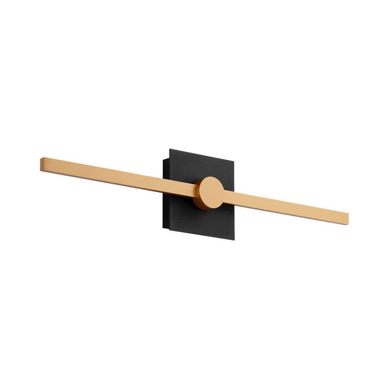Zora 24" Wall Sconce in Black with Industrial Brass