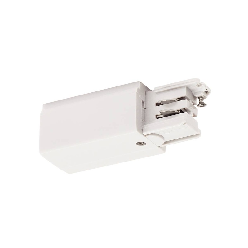 Powergear Feed-in for 3-Circuit surface-mounted track, earth electrode left, traffic white PRO-0431L-W