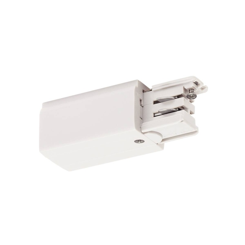 Powergear Feed-in for 3-Circuit surface-mounted track, earth electrode right, traffic white PRO-0431R-W