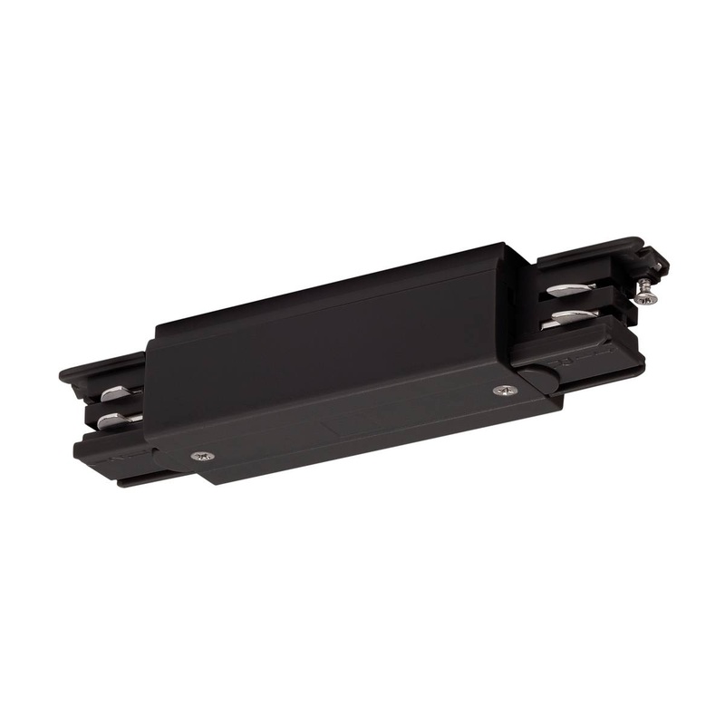 Powergear Long connector with feed-in possibility for 3 Circuit track, black PRO-0434-B