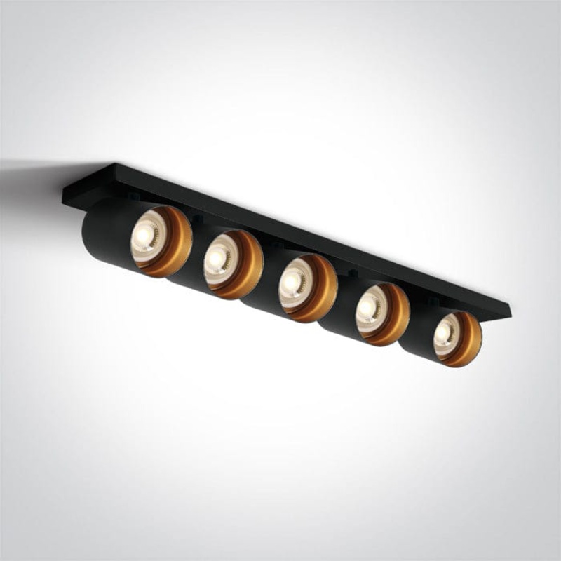 Black Gu10 Ceiling Mounted 5x10w Dark Light SKU: 65505N/B
