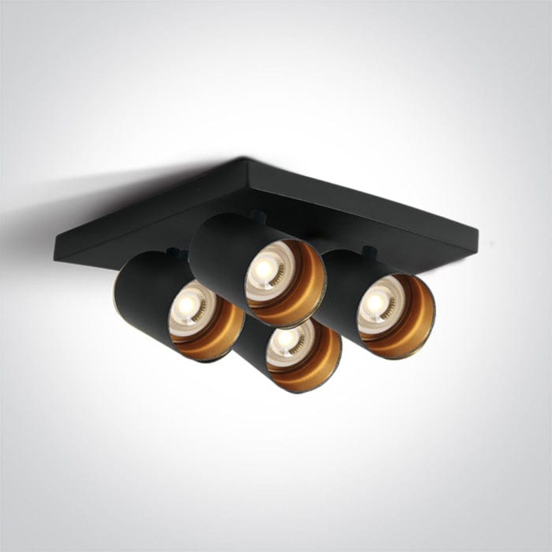 Black Gu10 Ceiling Mounted Adjustable Spotlights 4x10w Dark Light SKU: 65405N/B