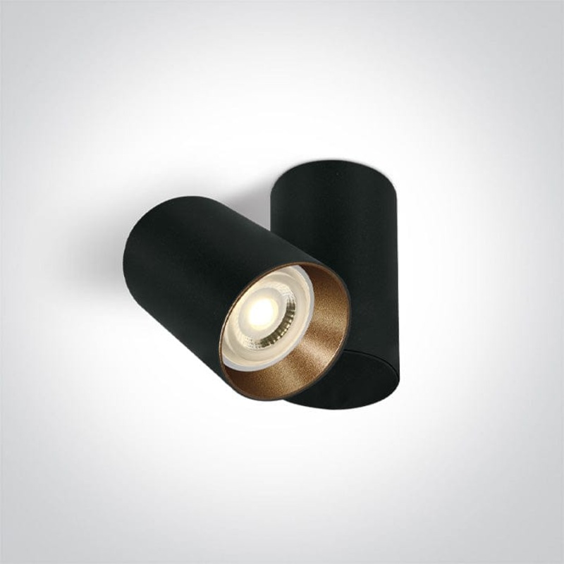 Black GU10 Low Glare Adjustable Ceiling Light. Complete with black and brass reflectors. One Light SKU:65105E/B