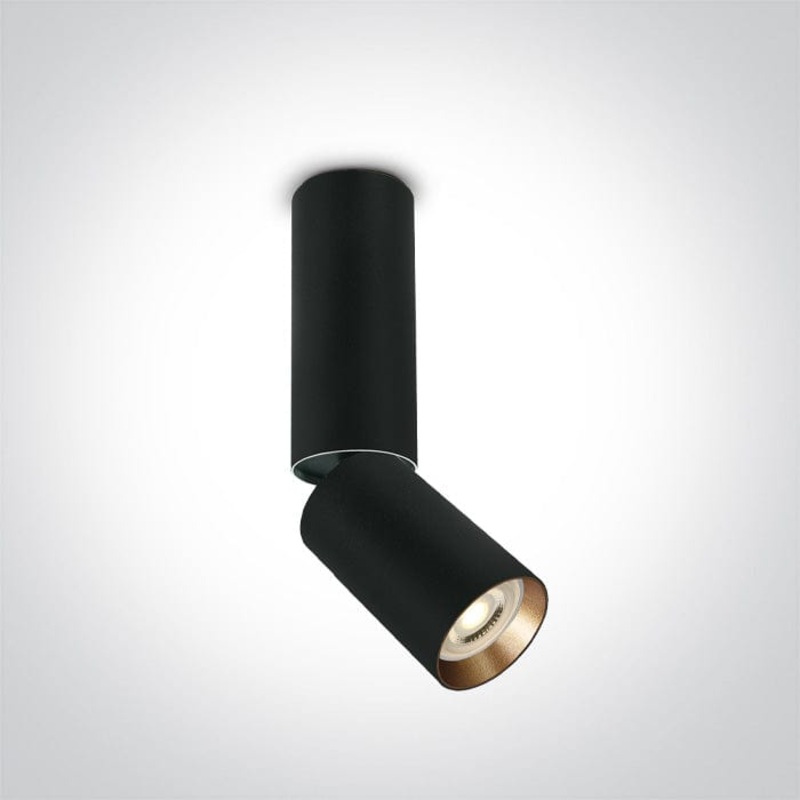Black GU10 Low Glare Adjustable Ceiling Light. Complete with black and brass reflectors. One Light SKU:65105EA/B