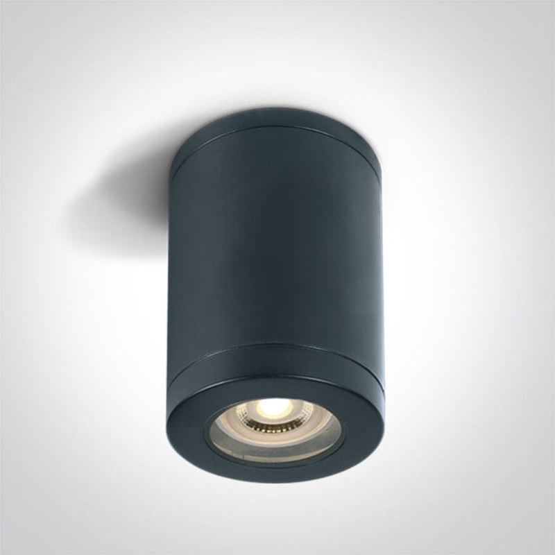 Black GU10 tubular ceiling light, IP65.  One Light SKU:67142A/B