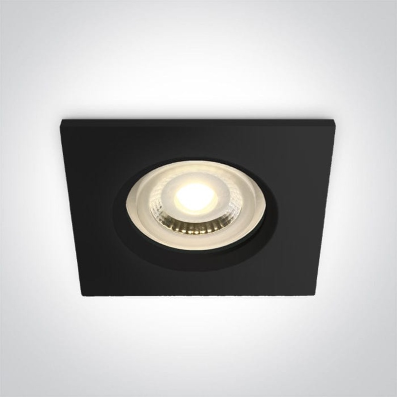 Black IP65 Bathroom Recessed spotlight with GU10 lampholder. One Light SKU:50105R1/B