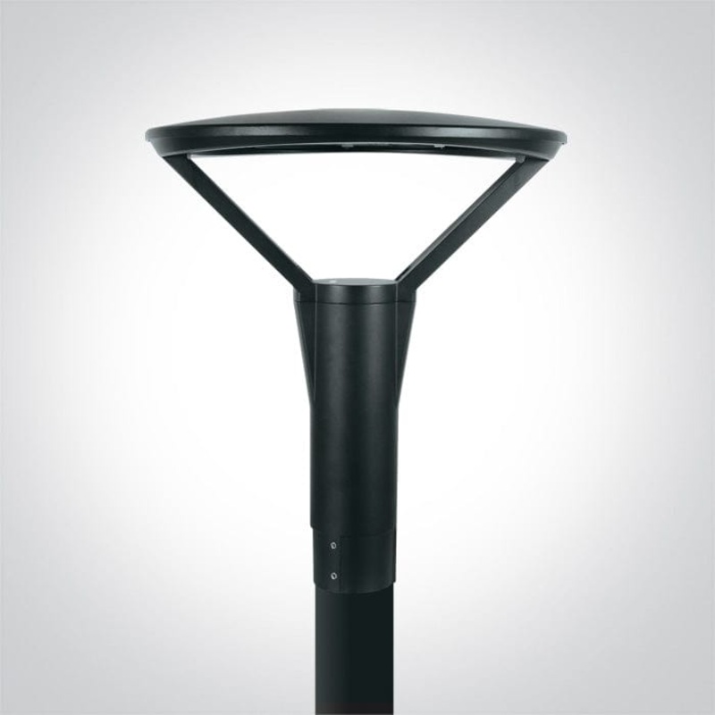 Black LED outdoor light for poles 3m and higher. Ideal for parks,parkings, playgrounds.Post Diamerter 60mm. Complete with 2400mA driver.  One Light SKU:70112/B/W