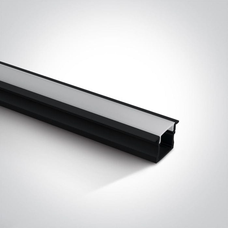 Black Recessed Profile 2m + Pc Opal Diffuser One Light SKU:7904R/B