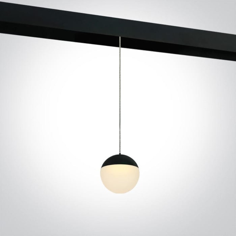 Black Suspended track light for magnetic track, ideal for shops and showrooms. One Light SKU:42136/B/W