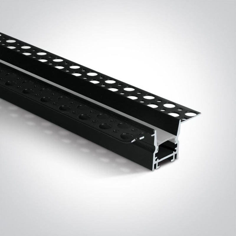 Black Trimless Profile 2m For 12mm Strips + Pc Opal Diffuser Dark