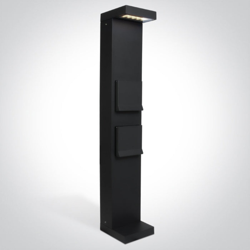 ANTHRACITE BOLLARD 70cm 8W CW IP65 230V 2x SCHUKO 1000w each One Light 67508B/AN/C