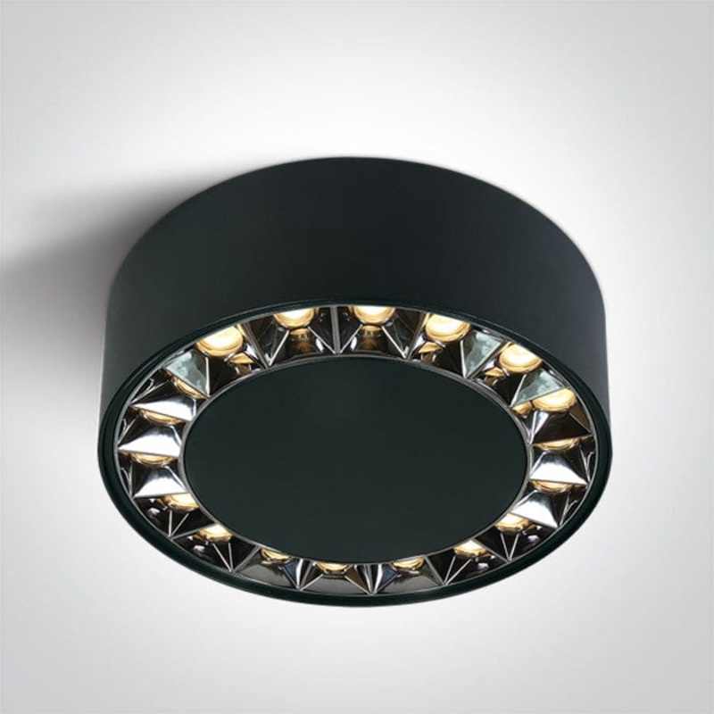Black 24W Surface ceiling spotlight, IP20.Complete with 600mA driver. One Light SKU:12124X/B/W