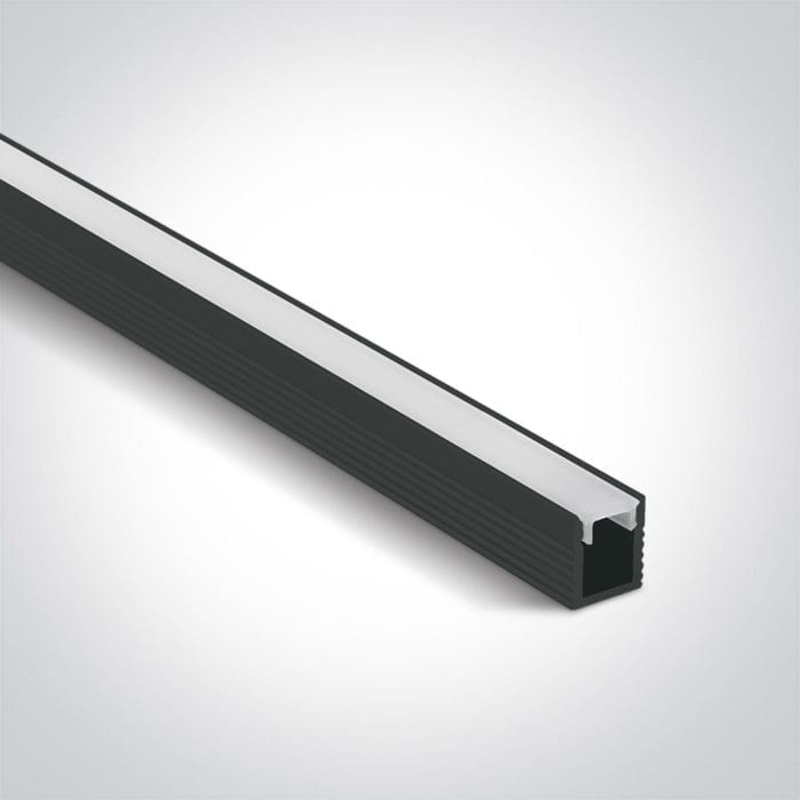 Black 2m Slim Surface aluminium profile with PC opal diffuser. Complete with 2 pairs end cups & 6pcs fixing clips. Suitable for 7823, 7833 & 7843 and LED Strips 5mm. One Light SKU:7901/B