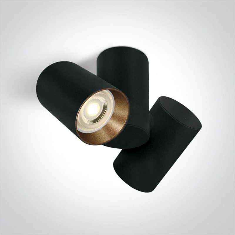 Black 2x GU10 Low Glare Adjustable Ceiling Light. Complete with black and brass reflectors. One Light SKU:65205E/B