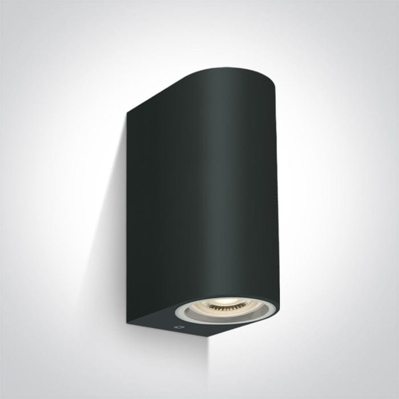 Black 2xGU10 tubular ceiling light, IP65.  One Light SKU:67142G/B