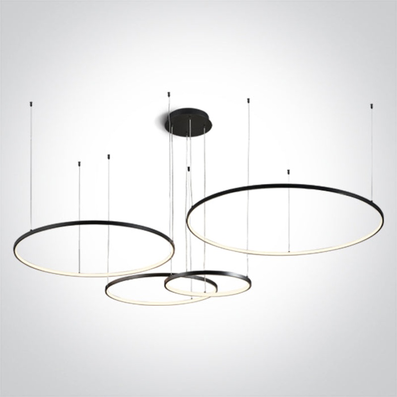 BLACK 4x RINGS 40cm/60cm/80cm/100cm 100W WW IP20 230V DIMMABLE One Light 63150C/B/W