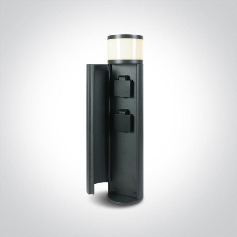 Anthracite 3W Bollard with 2x1000W Schuko Sockets , IP44.Complete with 350mA driver  One Light SKU:67494A/AN/W