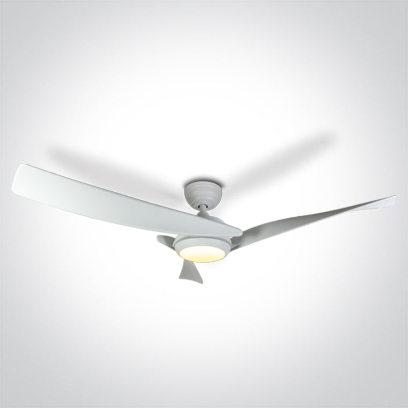 WHITE ABS ROD FAN 45W LED 22W CCTV IP20 230V One Light 6304/W/V