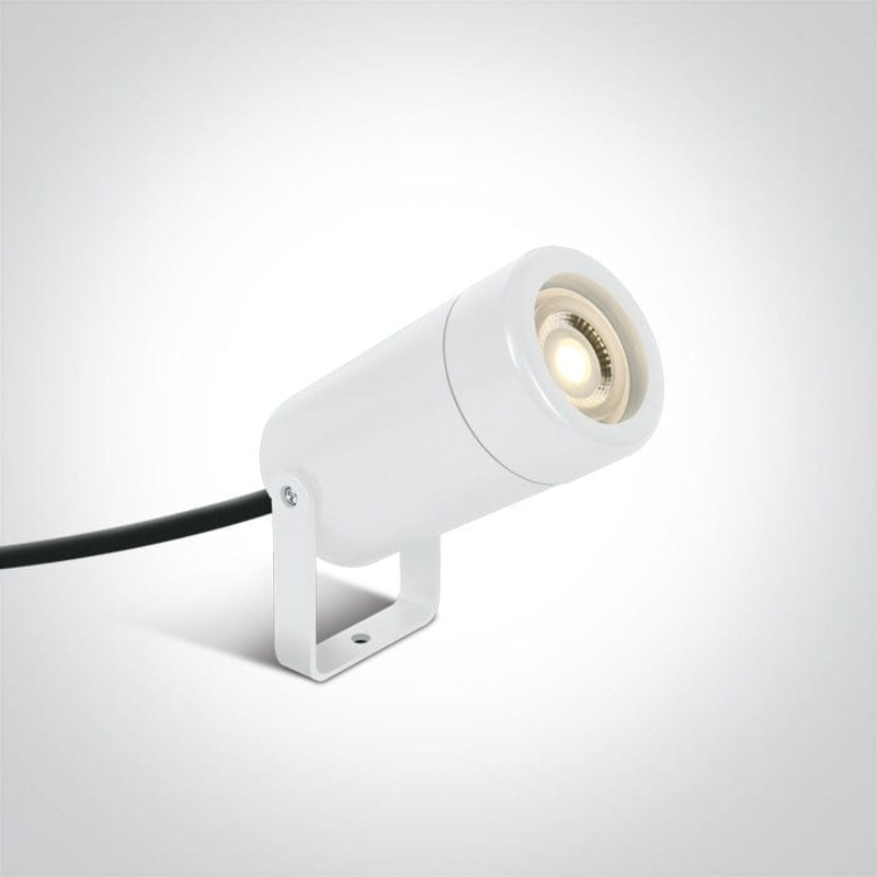 White Garden spotlight, MR16, GU10, IP65, supplied with spike, for garden illumination.  One Light SKU:67200G/W