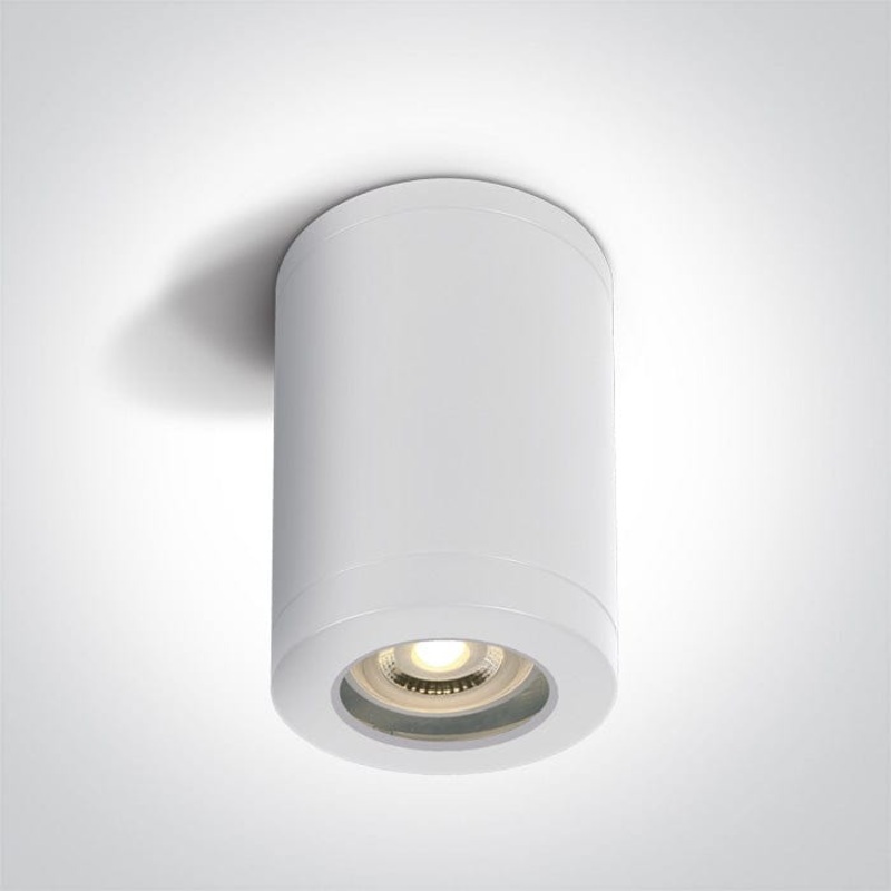 White GU10 tubular ceiling light, IP65.  One Light SKU:67142A/W