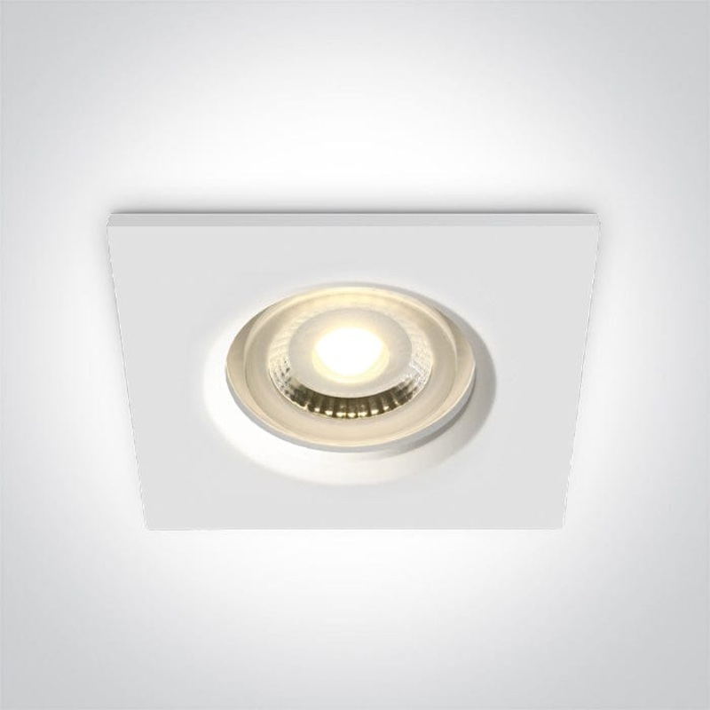 White IP65 Bathroom Recessed spotlight with GU10 lampholder. One Light SKU:50105R1/W
