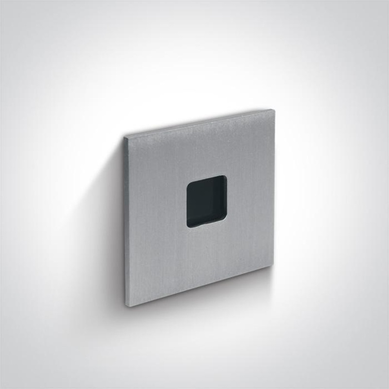 Wall Light Recessed Aluminium Rectangular Warm White LED Outdoor 40lm Aluminium One Light SKU:68004A/AL/W