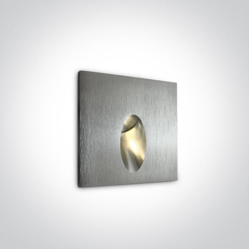 Wall Light Recessed Aluminium Rectangular Warm White LED Outdoor LED built in 3W Natural Aluminium One Light SKU:68032/AL/W